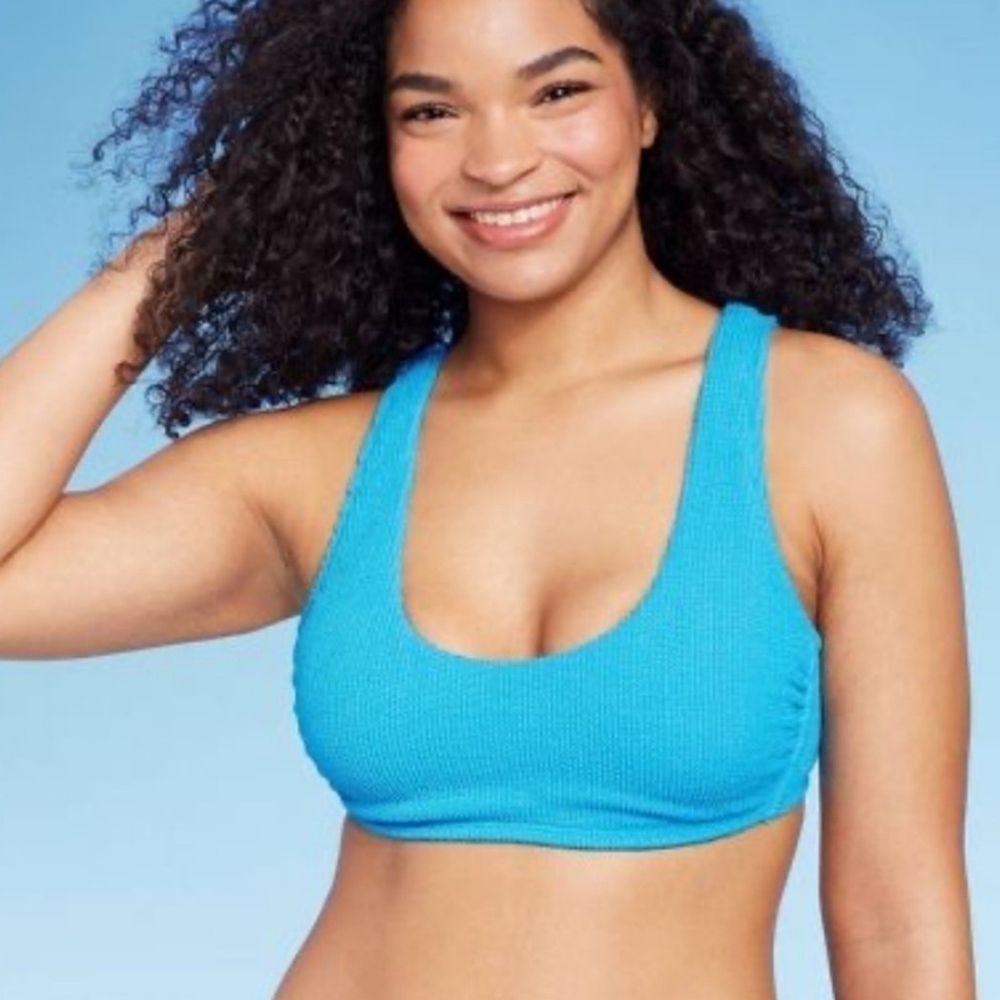 Blue Bralette- Textured- Bikini Top